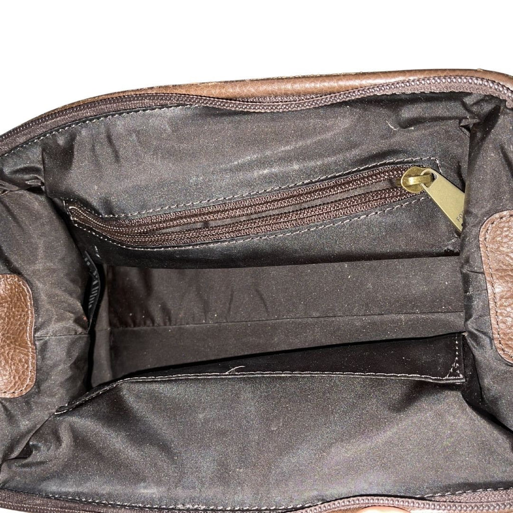 Fossil Pebbled Leather Toiletry Zip Bag Travel Vintage 90s Cosmetic Overnight