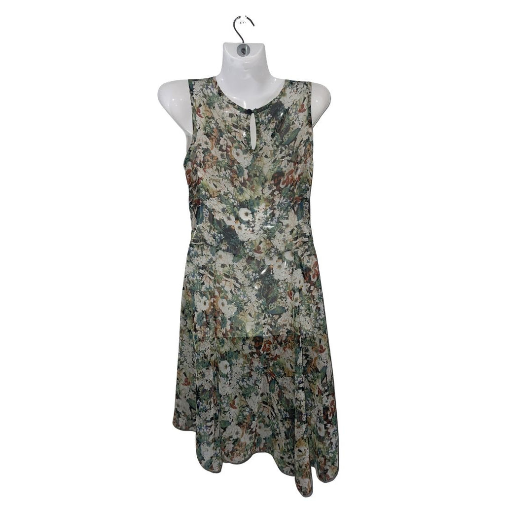 Bonanza Sleeveless Floral Boho Dress Botanical Garden Brunch Tie Waist