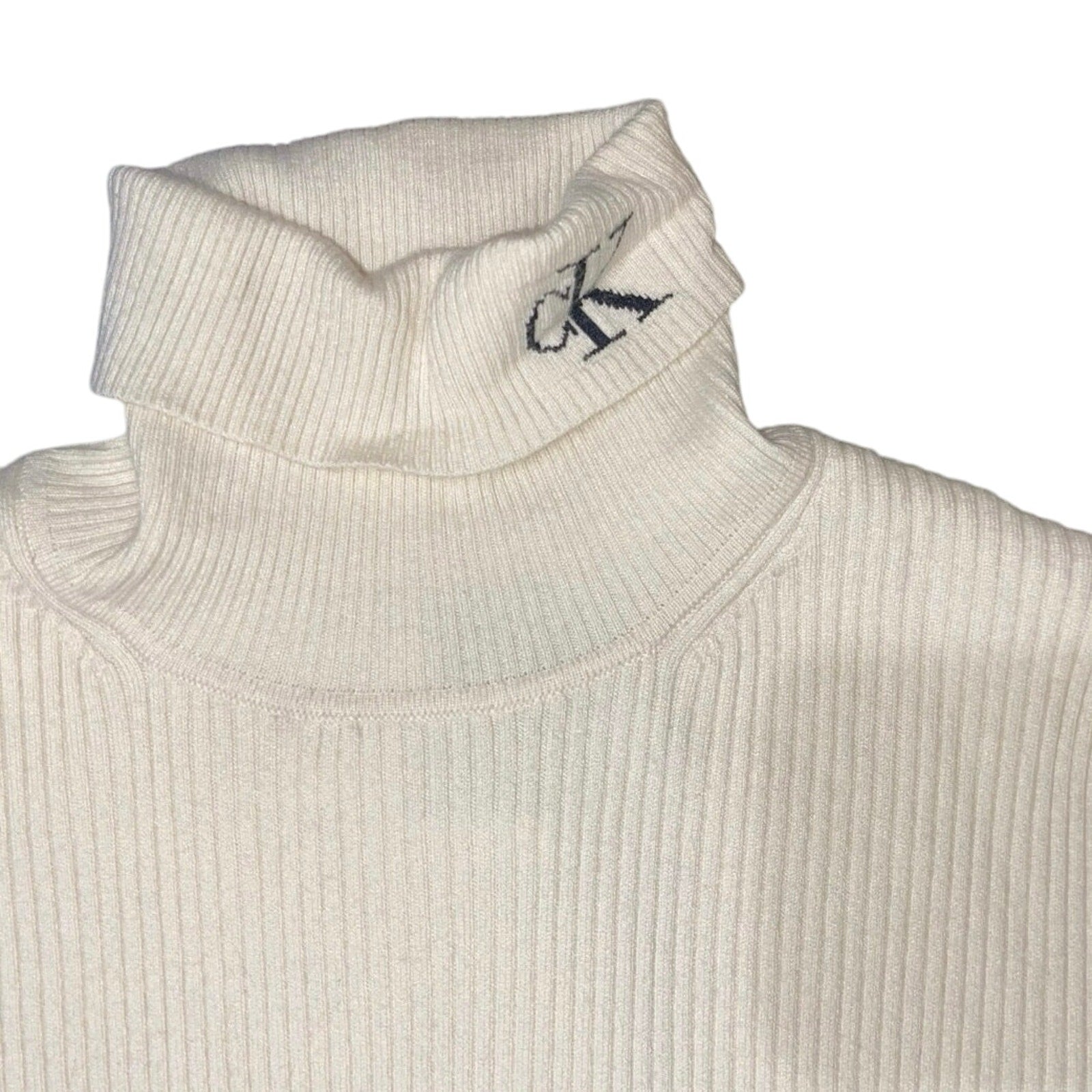 Calvin Klein Jeans Turtleneck Ribbed Knit Sweater Size XS Wool Blend Fall Winter