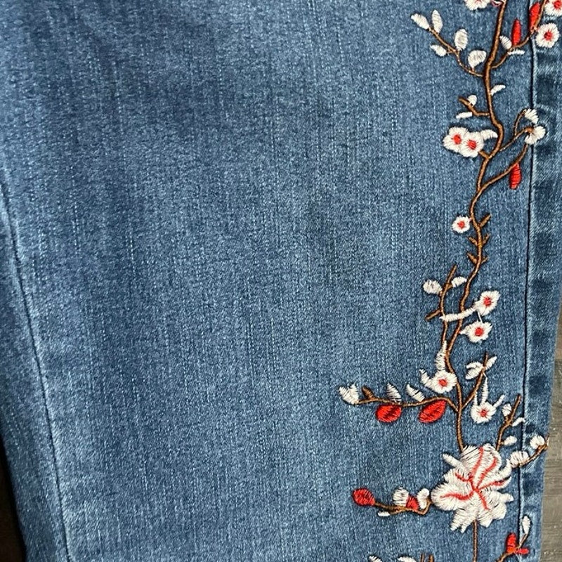 9th & Main Floral Embroidered Flare Jeans SZ 14 Bohemian Y2K Festival Western