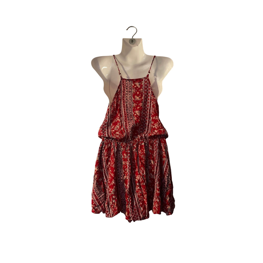 Zaful Boho Style Red Floral Paisley Romper SZ M Western Folk Ditsy Playful