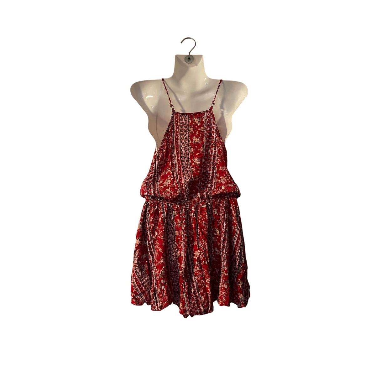 Zaful Boho Style Red Floral Paisley Romper SZ M Western Folk Ditsy Playful