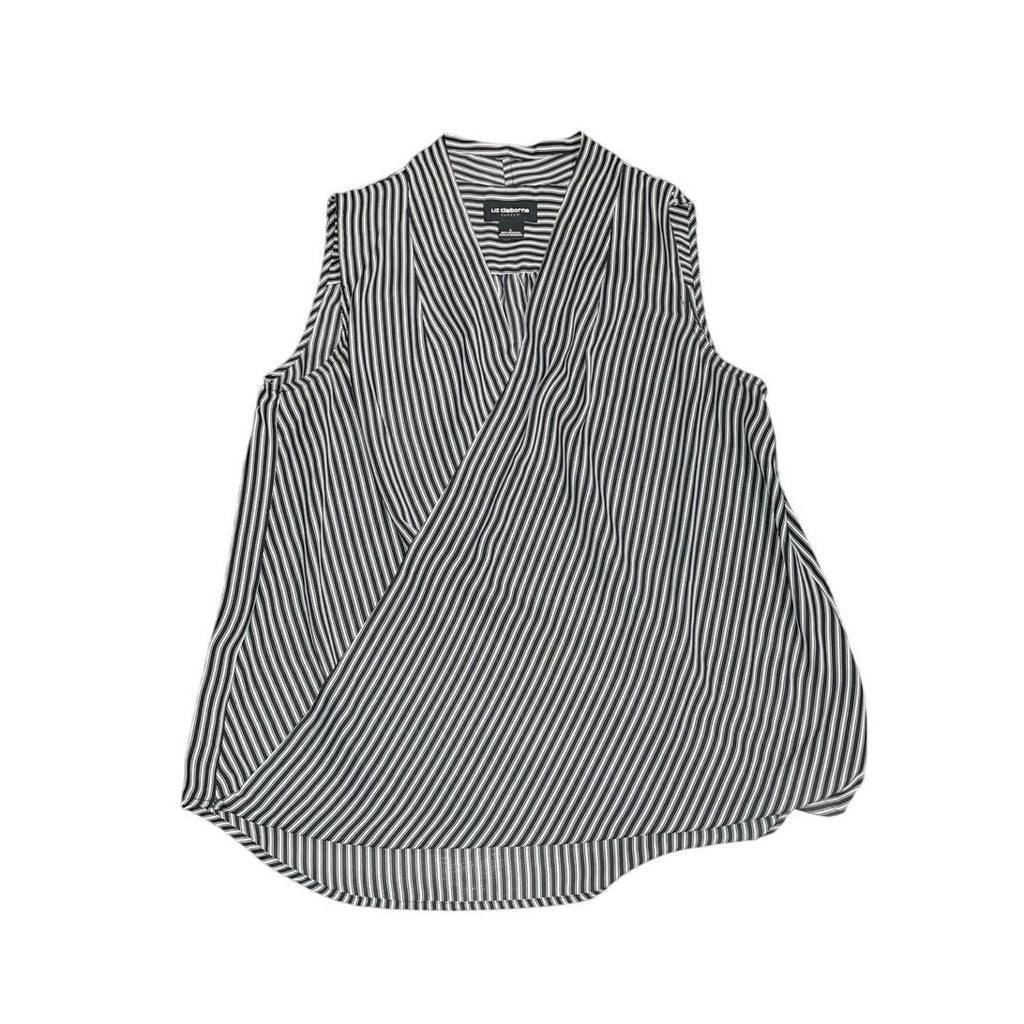Liz Claiborne Sleeveless Striped Wrap Blouse SZ Large Career Office Casual Chic