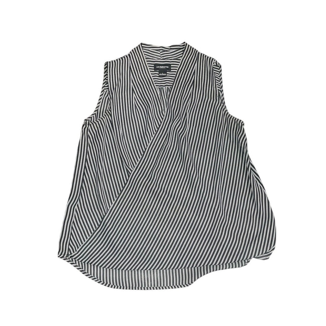 Liz Claiborne Sleeveless Striped Wrap Blouse SZ Large Career Office Casual Chic