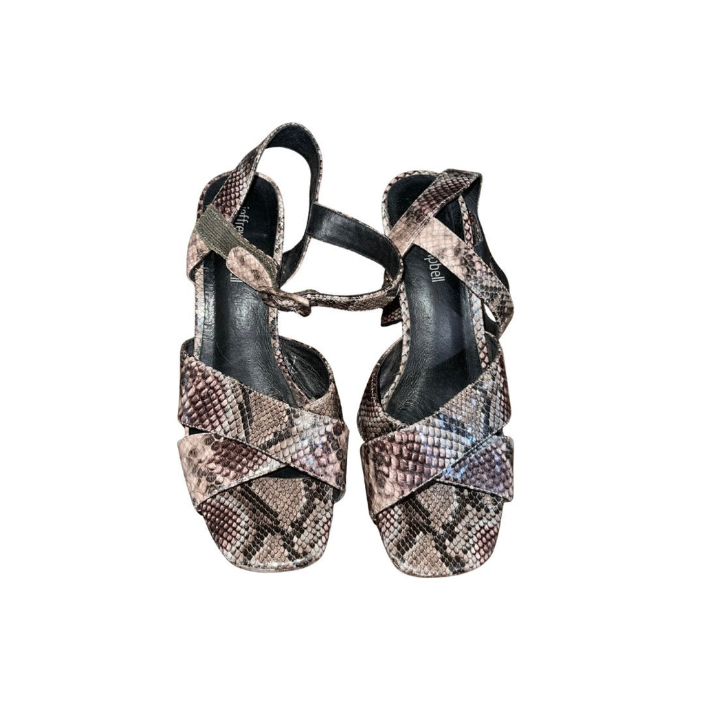 Jeffrey Campbell "Amma" Snake Print Platform Shoes Size 7.5 BLock Heel Open Toe