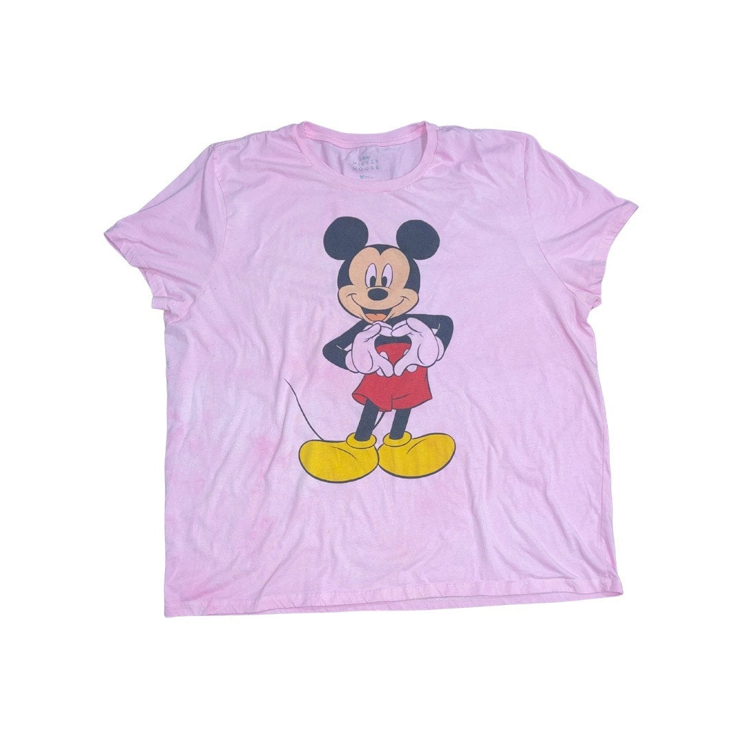 Disney Mickey Mouse Pink Tie Dye Graphic Tee Plus T-Shirt Size 3XL Disneyland