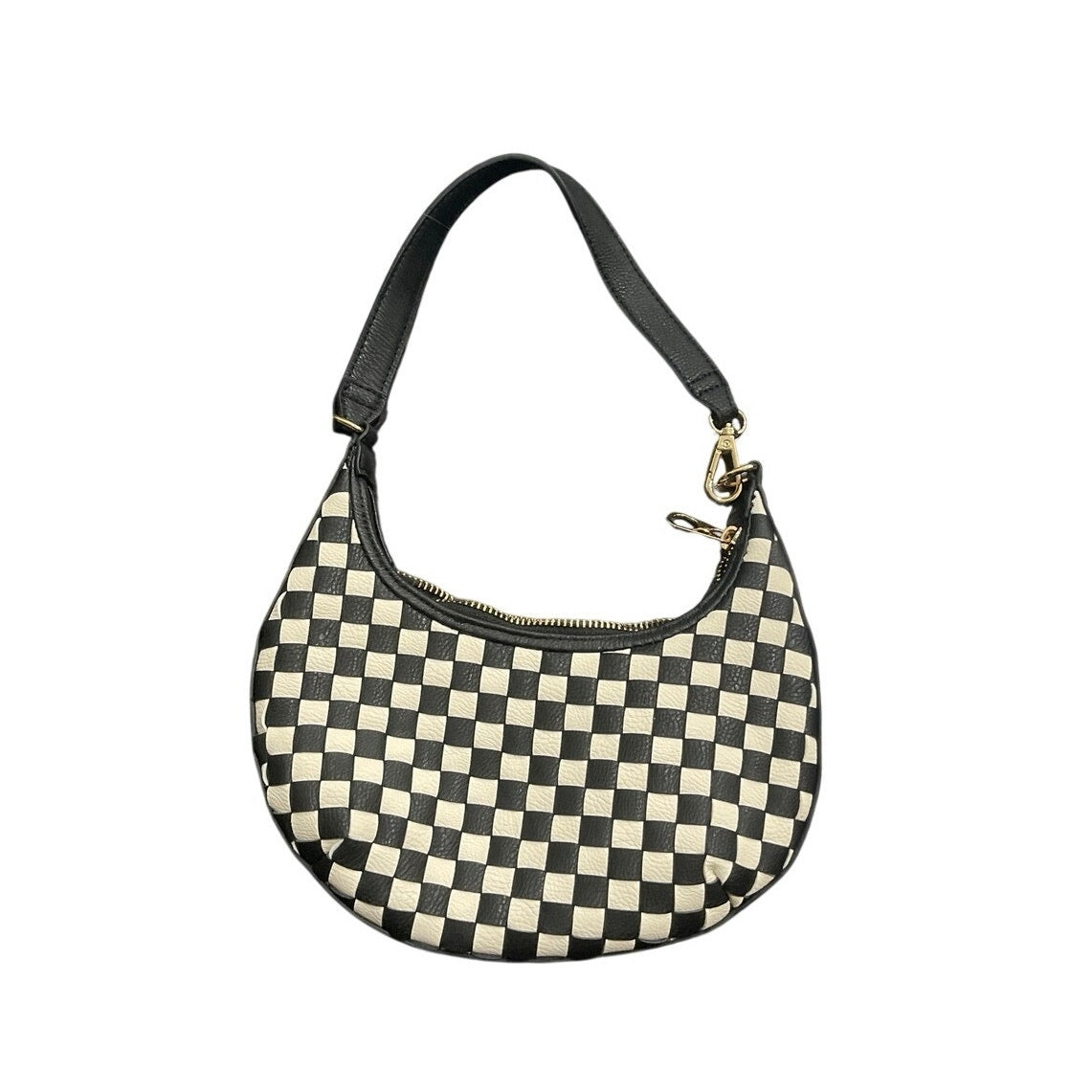 Universal Thread Crescent Mini Hobo Black White Checkered Shoulder Bag Trendy