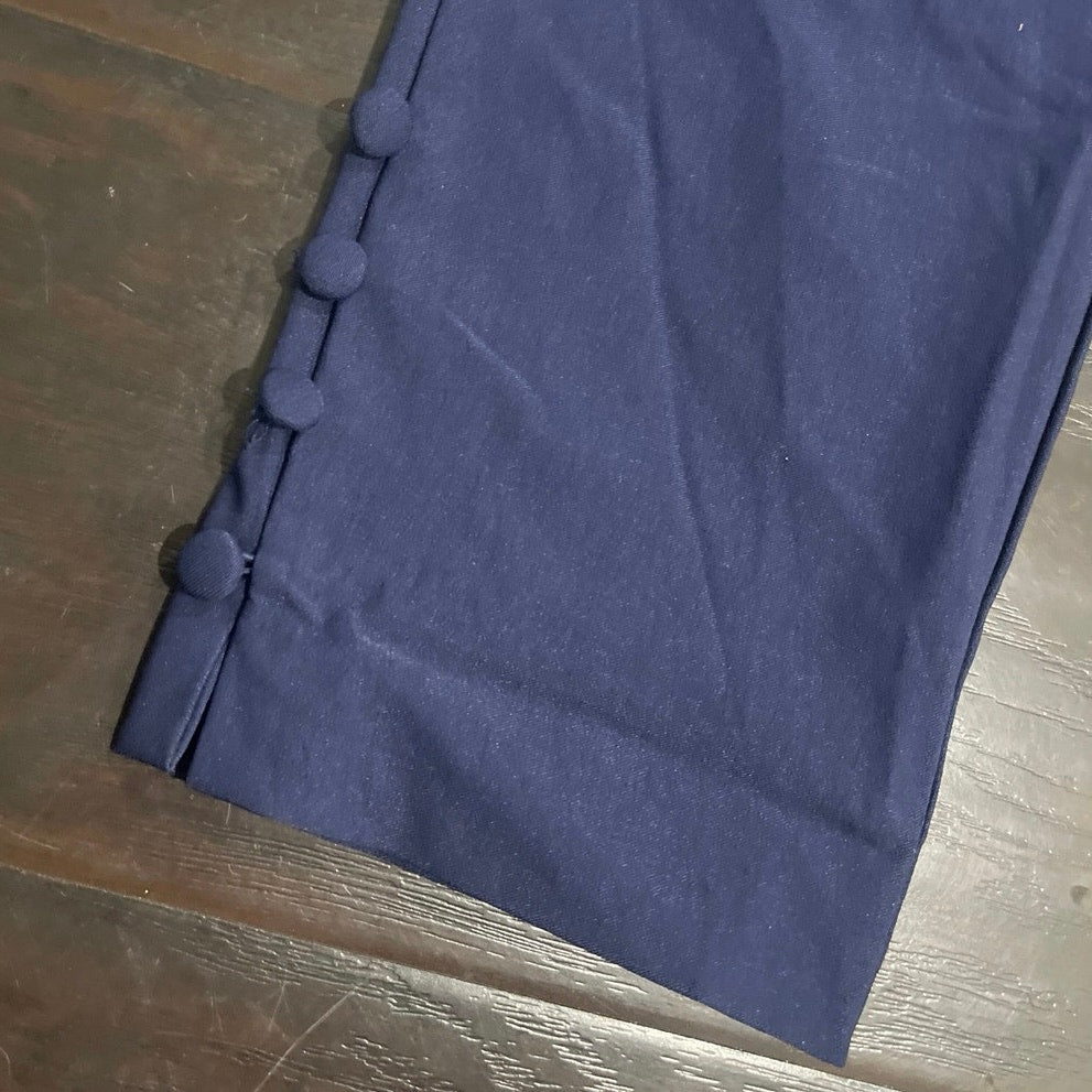 Chico's Blue Slim Stretch Pull On Ankle Trouser Pants SZ 6 Casual Career Office