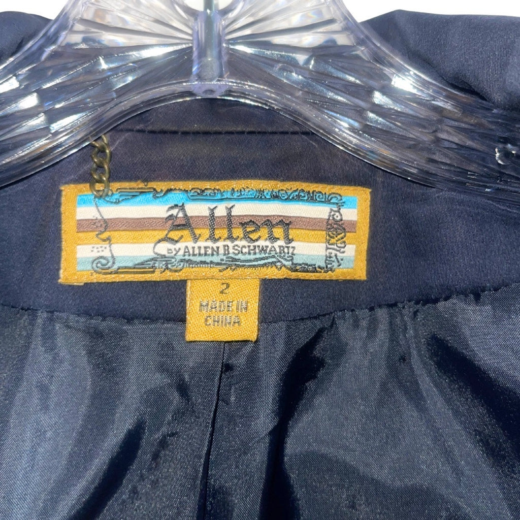 Allen by Allen Schwartz Blue Blazer Jacket SZ 2 Button Pockets Career Office VTG