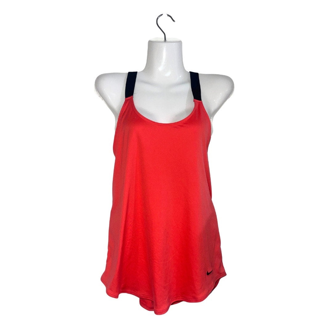 Nike Dri-Fit One Elastika Standard Fit Tank Top Black Straps Medium Athletic Gym