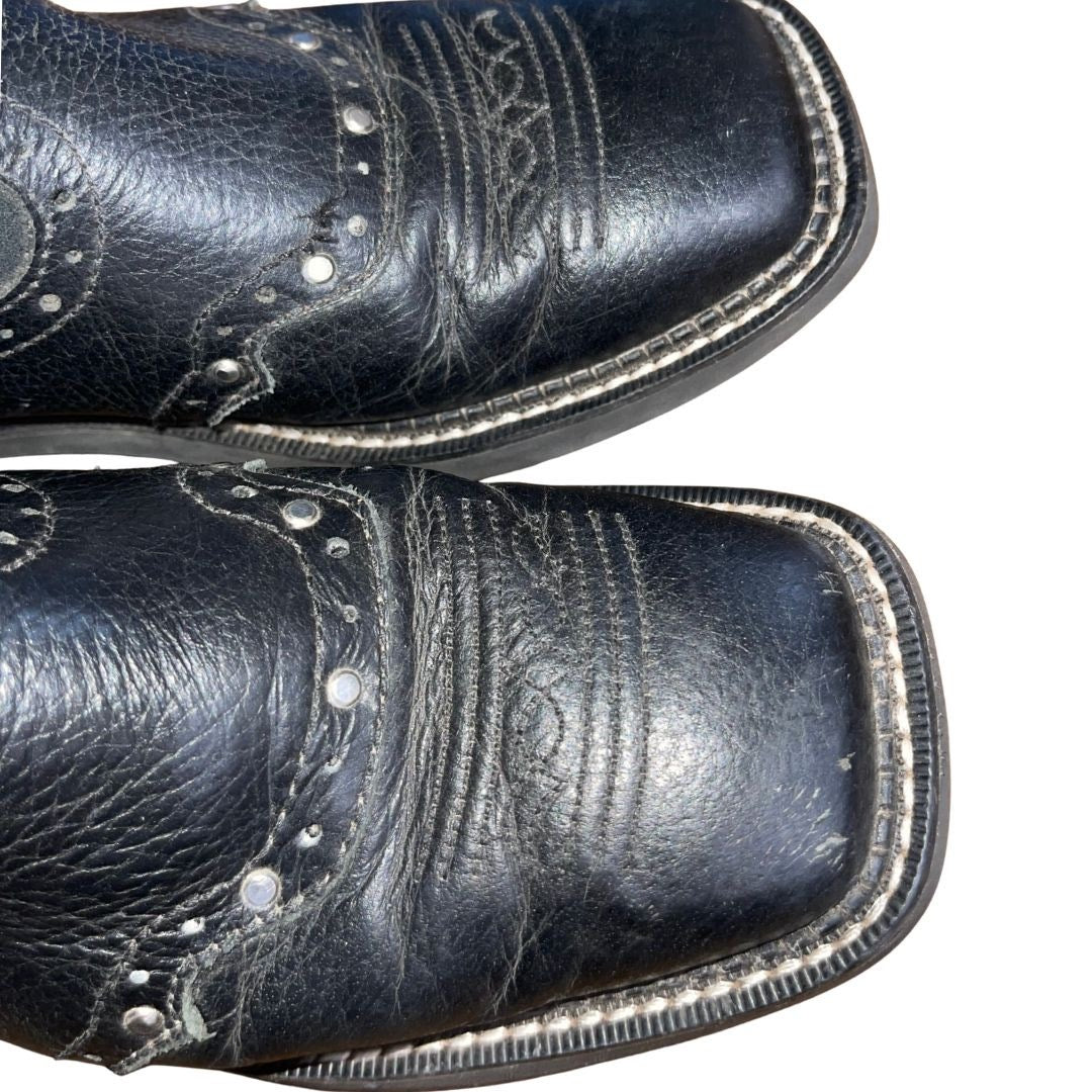 Justin Gypsy Western Cowgirl ANDRA 8" Cowgirl Black Leather Suede Boots Size 7