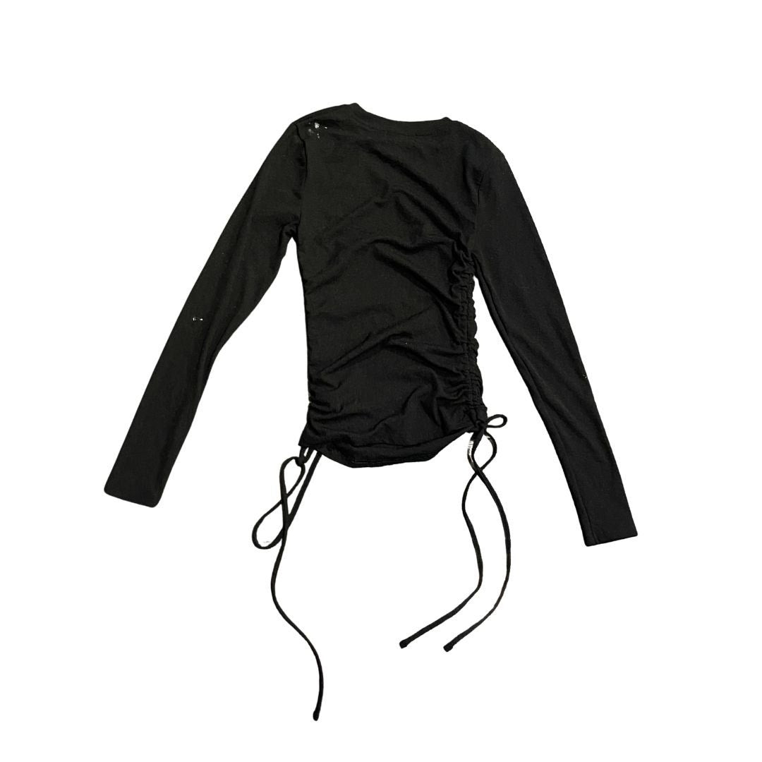 Topshop Long Sleeve Ruched Side Adjustable Drawstrings Size 2 Trendy Y2K