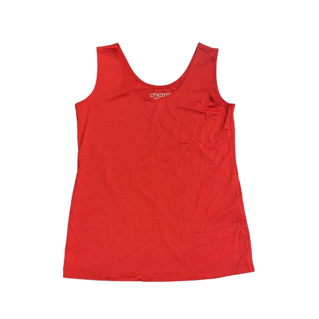 Chico's Red Sleeveless Microfiber Scoop Neck Tank Top Size Small Soft Stretch