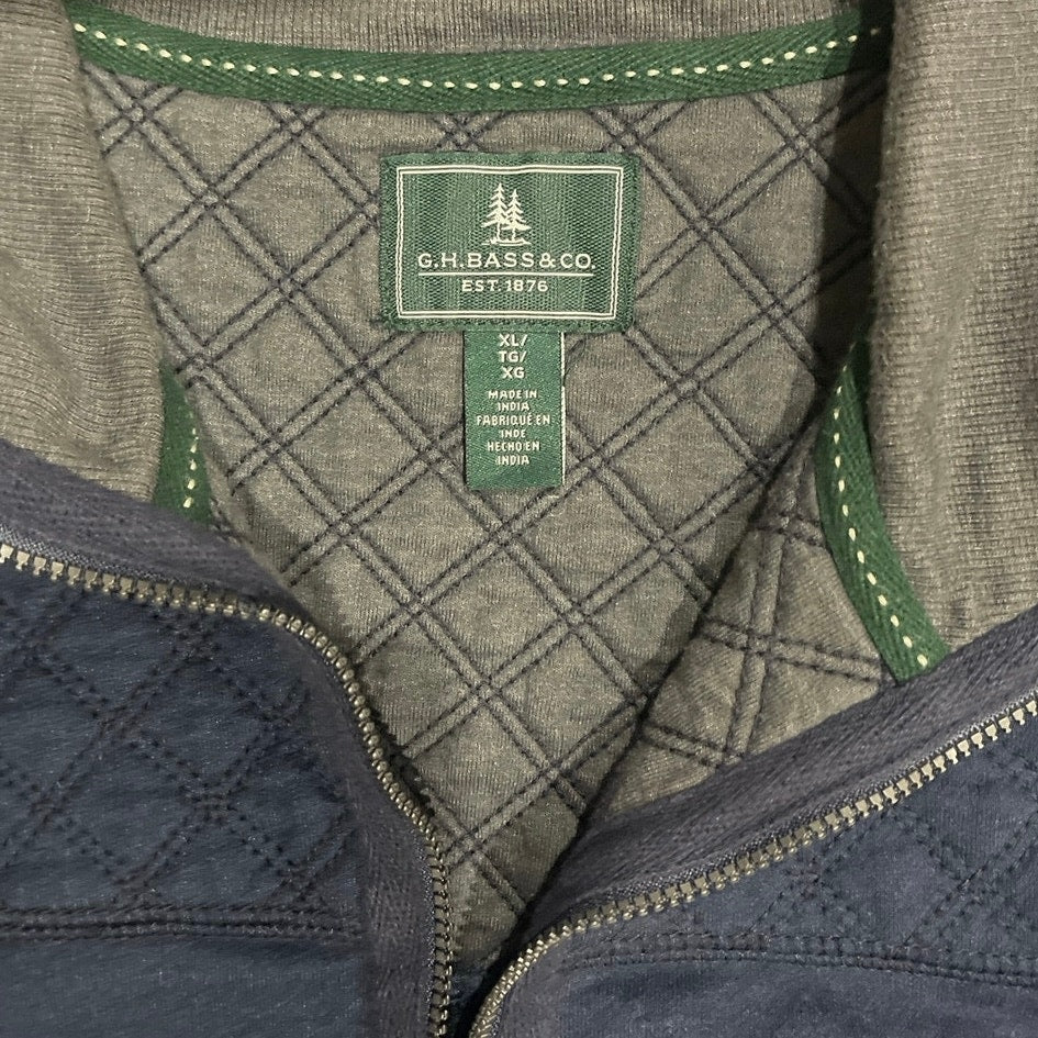 G.H. Bass & Co. Quilted Quarter Zip Pullover Fleece Sweater XL Casual Everyday