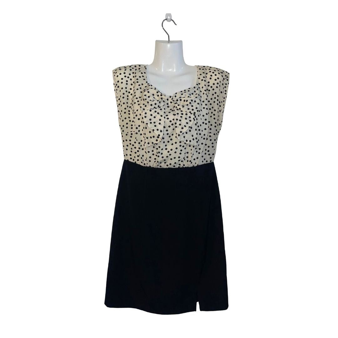 ALYX Black White Polka Dot Sleeveless Dress Bow Size 8P Rockabilly Classy Chic