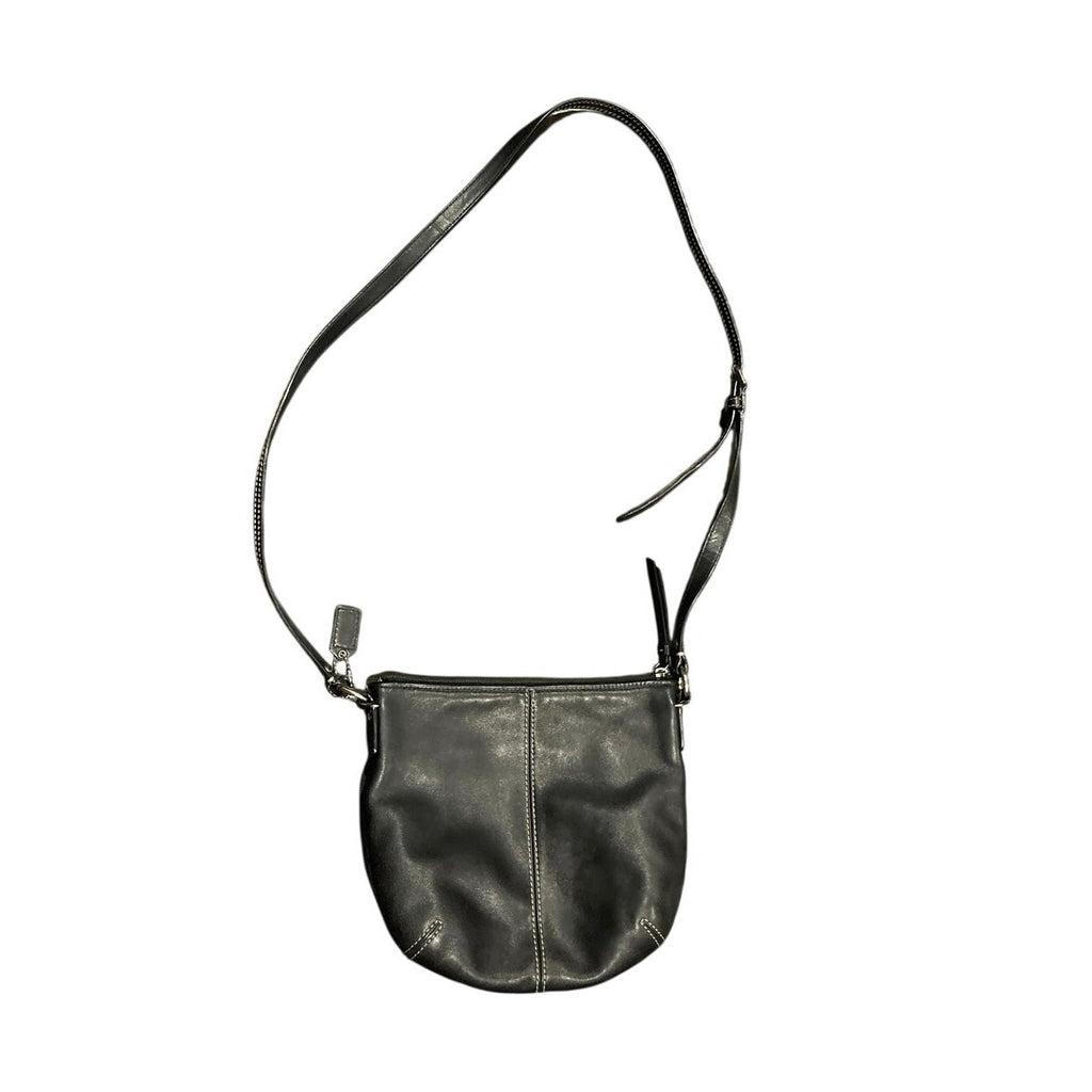 Coach Soho Black Leather Pleated Crossbody Swingpack Purse Y2K 90s