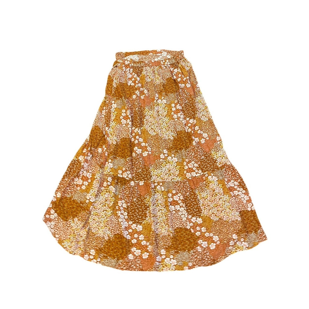 Floral Wrap Boho Maxi Skirt Ruffle Hem Ditsy Botanical Garden Artsy
