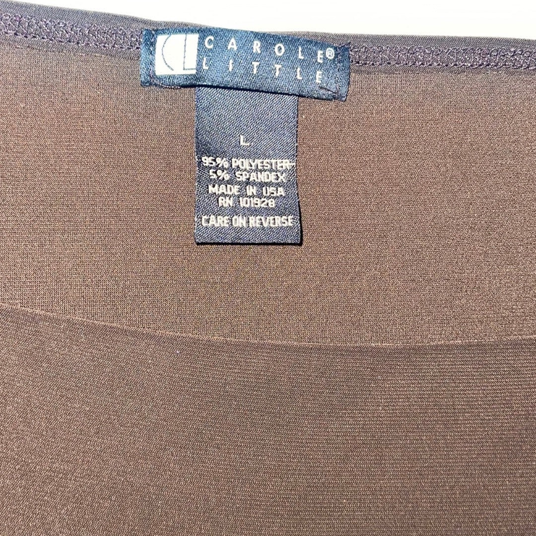 Carole Little Brown Top Square Neckline flutter Sleeves 90s Y2K Size Large