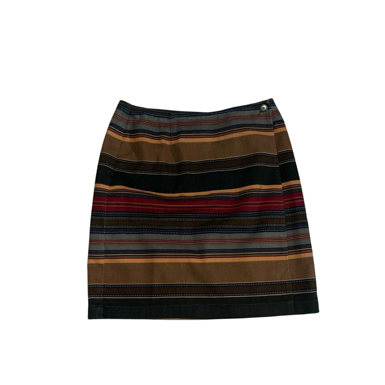 Jones New York Striped Cotton Southwestern Style Wrap Skirt Boho Size 8