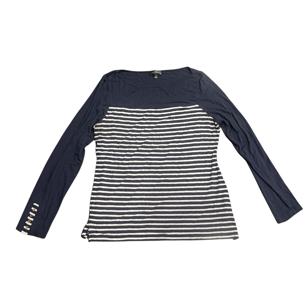 The Limited Navy Blue and White Striped Long Sleeve Nautical Top Large Coastal