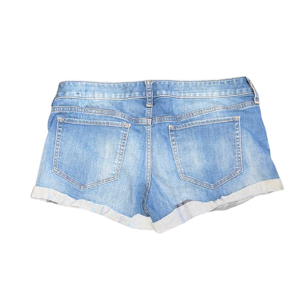 Express Mini Denim Jean Shorts Cuffed Hem Size 10 Festival Beach Cowgirl Y2K