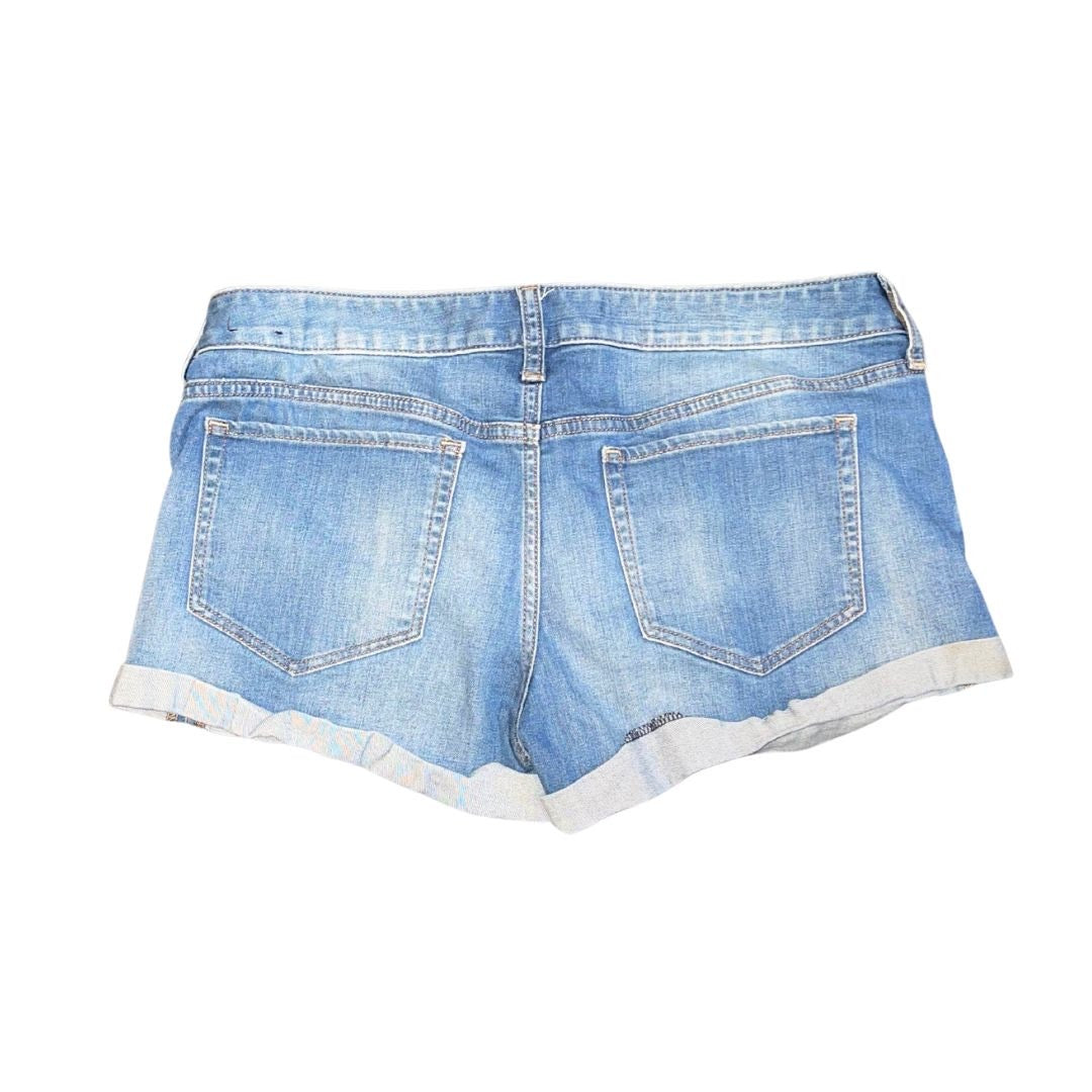 Express Mini Denim Jean Shorts Cuffed Hem Size 10 Festival Beach Cowgirl Y2K