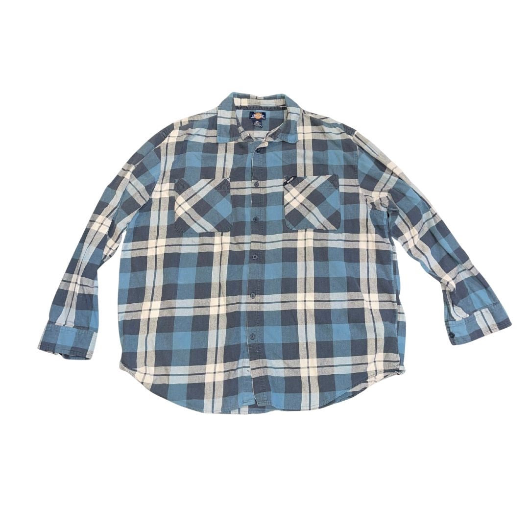 Dickies Mens Long sleeve Button Down Plaid Flannel Shirt Size 2XL Big and Tall