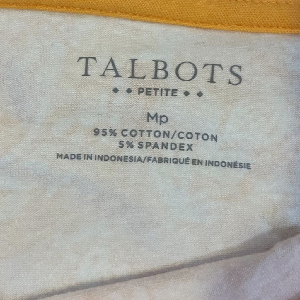 Talbots Orange Bateau Neck Paisley Top Petite Medium Artsy Casual Boho Indie