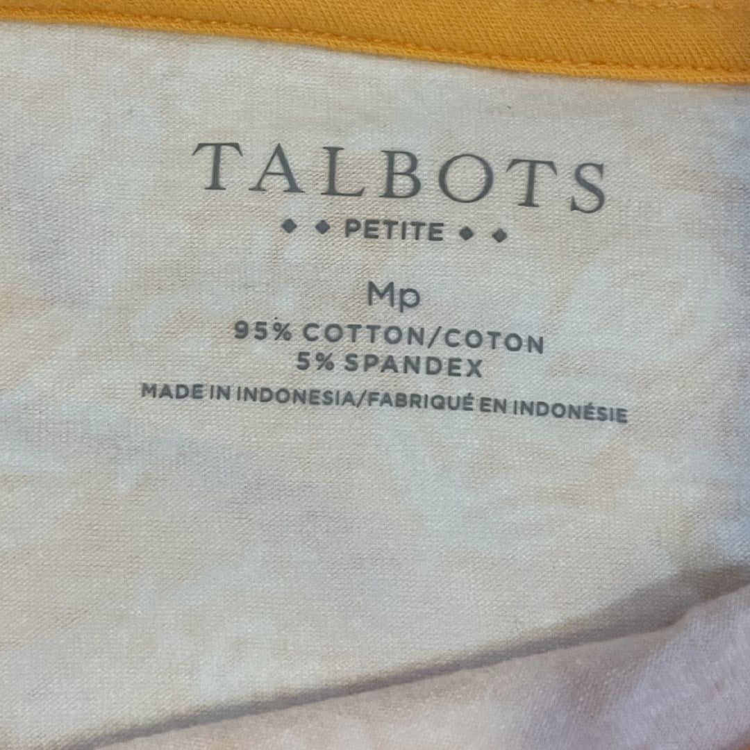 Talbots Orange Bateau Neck Paisley Top Petite Medium Artsy Casual Boho Indie
