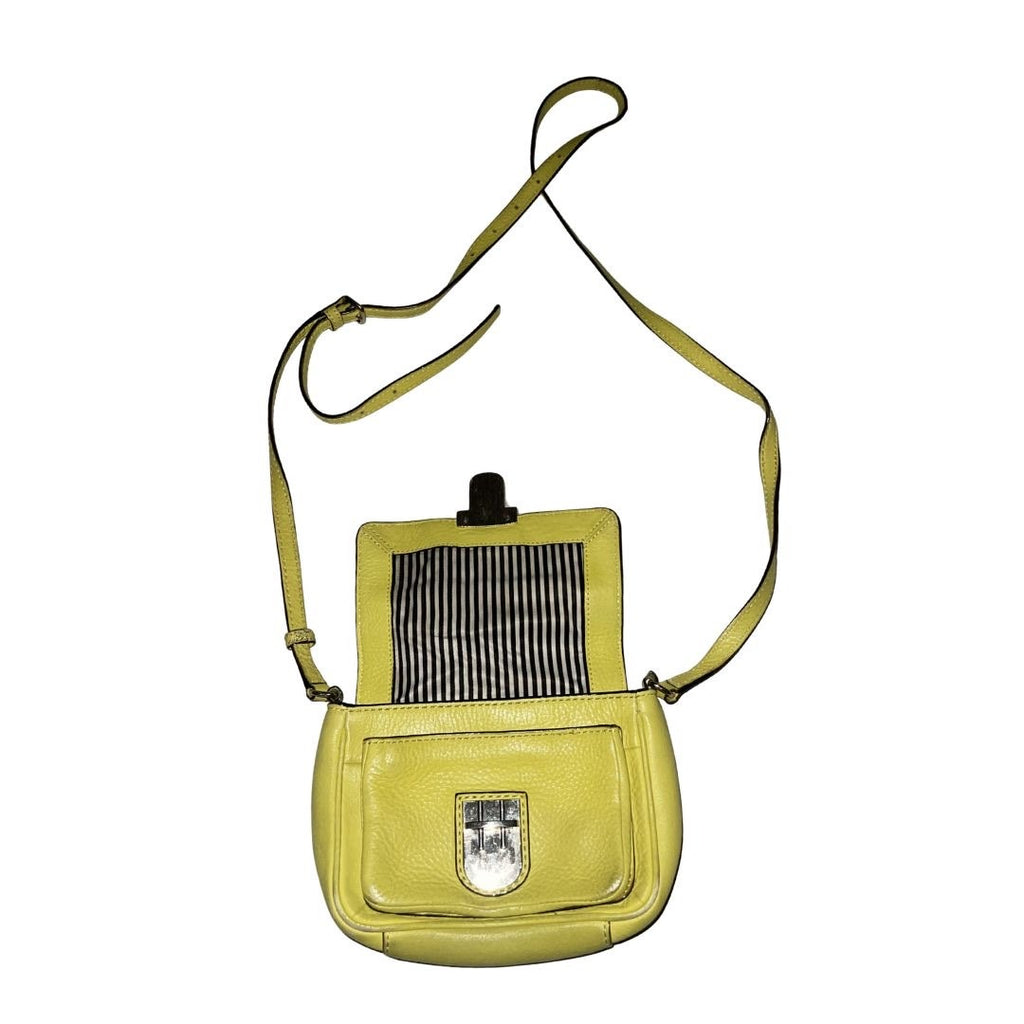 Vintage Kate Spade New York Yellow Pebbled Leather Crossbody Push Lock Purse
