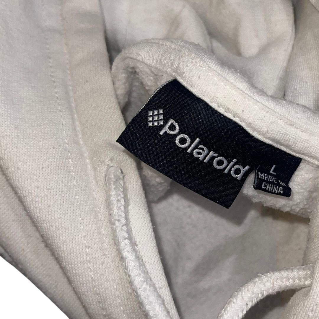 Vintage Polaroid 320 Land Camera Hoodie Pullover Sweater Size Large Rainbow Y2K