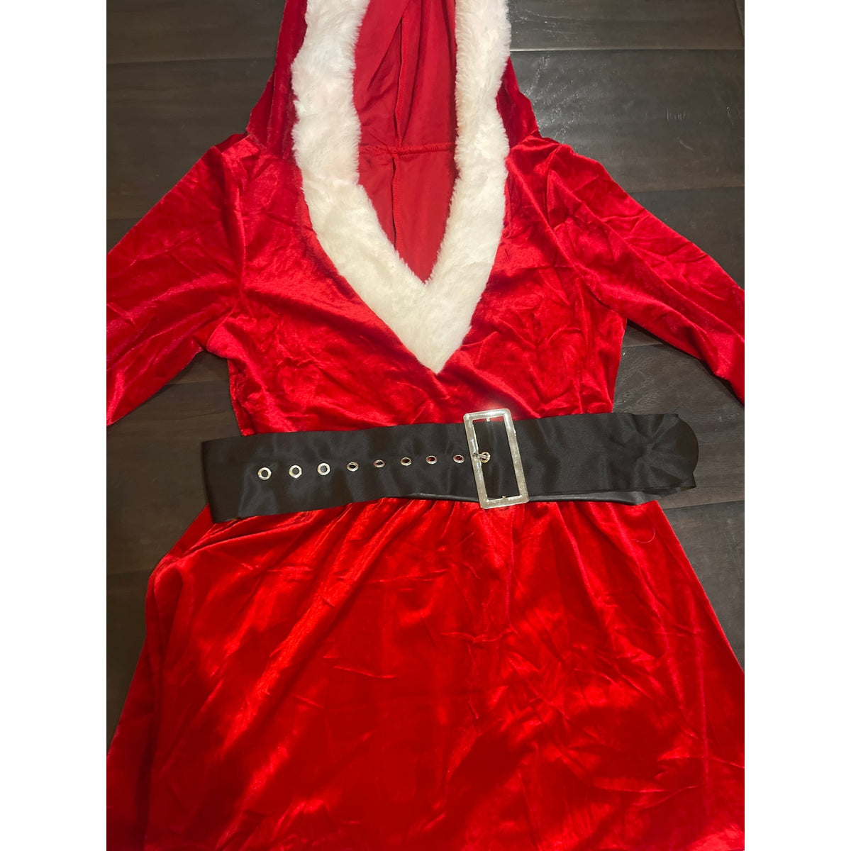 Santa Mrs. Claus Hooded Mini Dress Costume Christmas Holiday Girl SZ 10/12