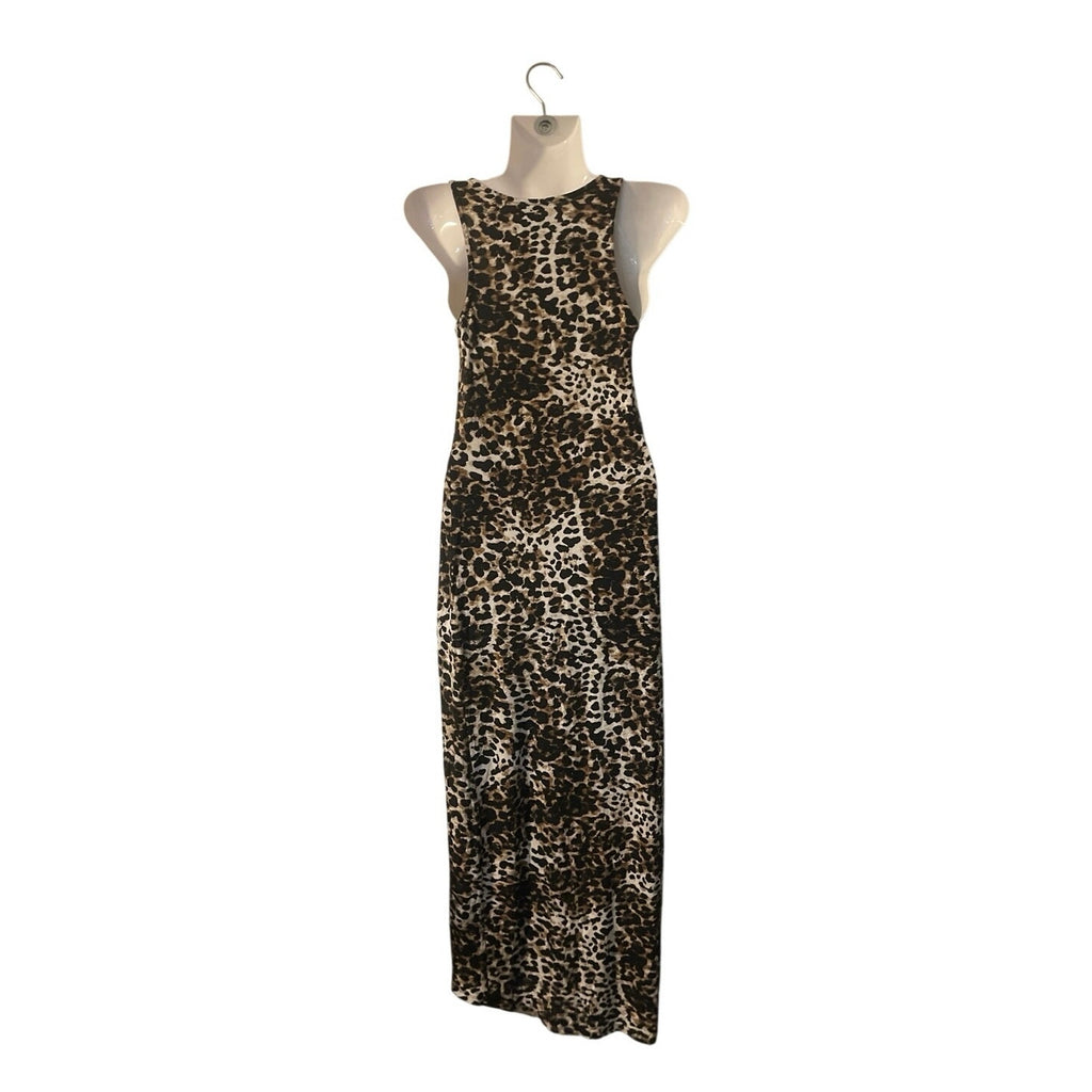 H&M Leopard Print Sleeveless Tank Maxi Dress SZ XS Bodycon Slip dress 90s Casual
