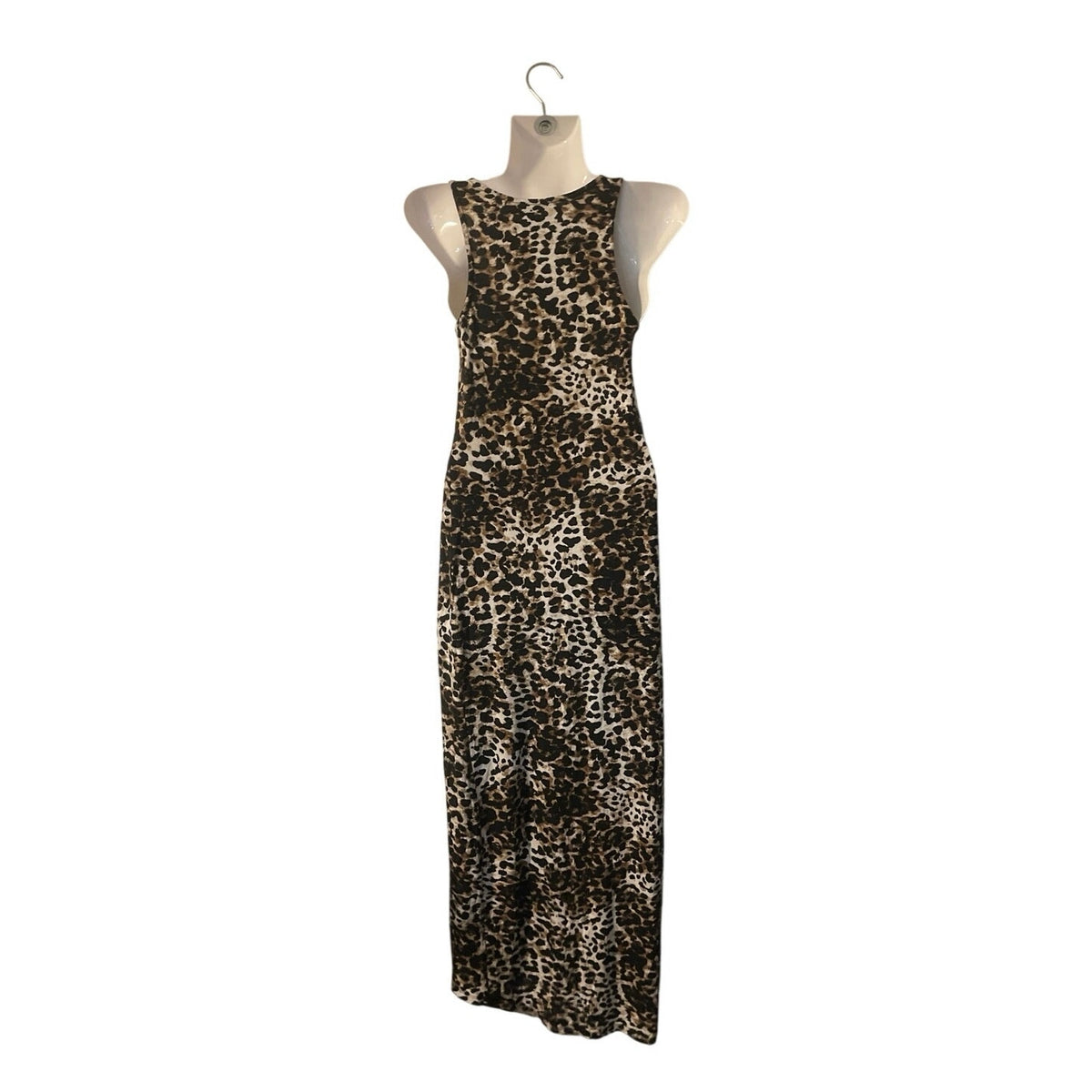 H&M Leopard Print Sleeveless Tank Maxi Dress SZ XS Bodycon Slip dress 90s Casual