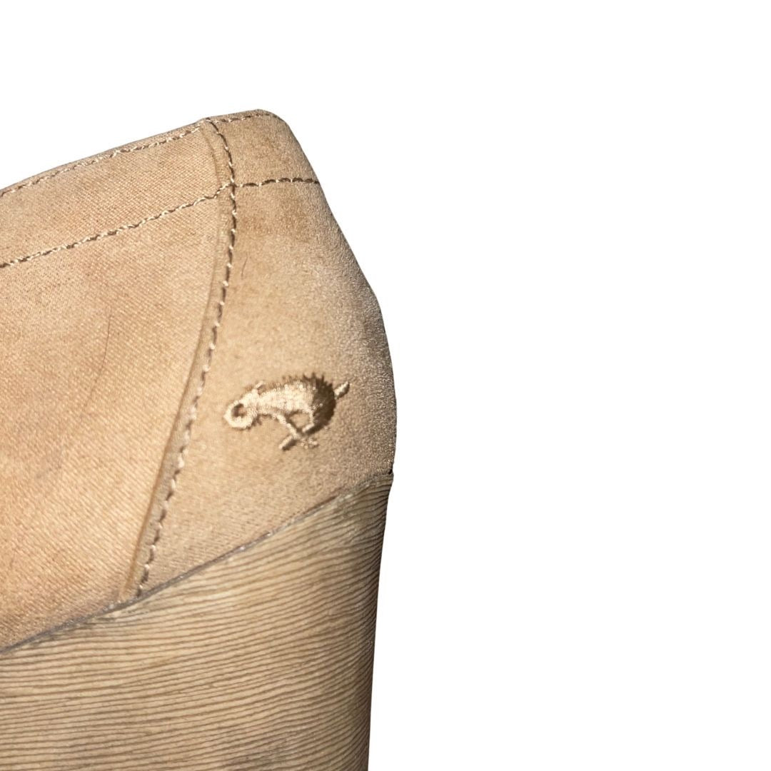 Rocket Dog Suede Ankle Boots Beige Size 9 Lace up Booties Chunky Heel Y2K