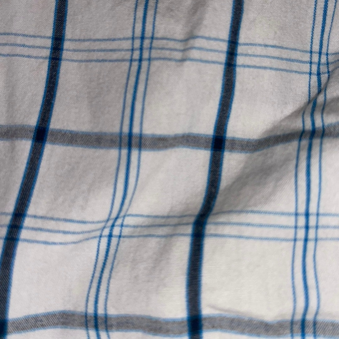 Hurley Men's White Blue Plaid Short Sleeve Pocket Shirt Size L