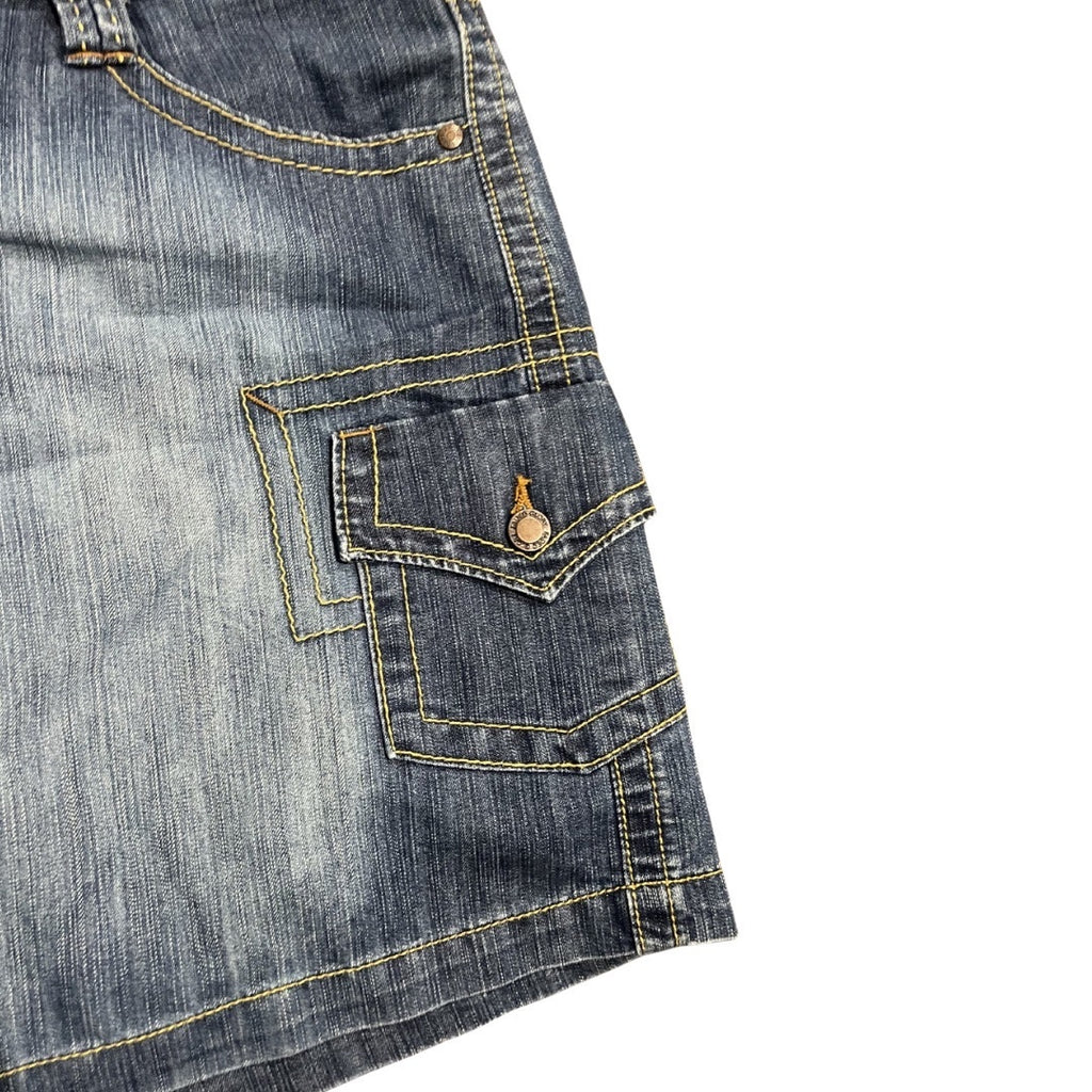 Faded Glory Cargo Pockets Denim Jean Skirt Plus SZ 18 Western Cowgirl Rodeo VTG