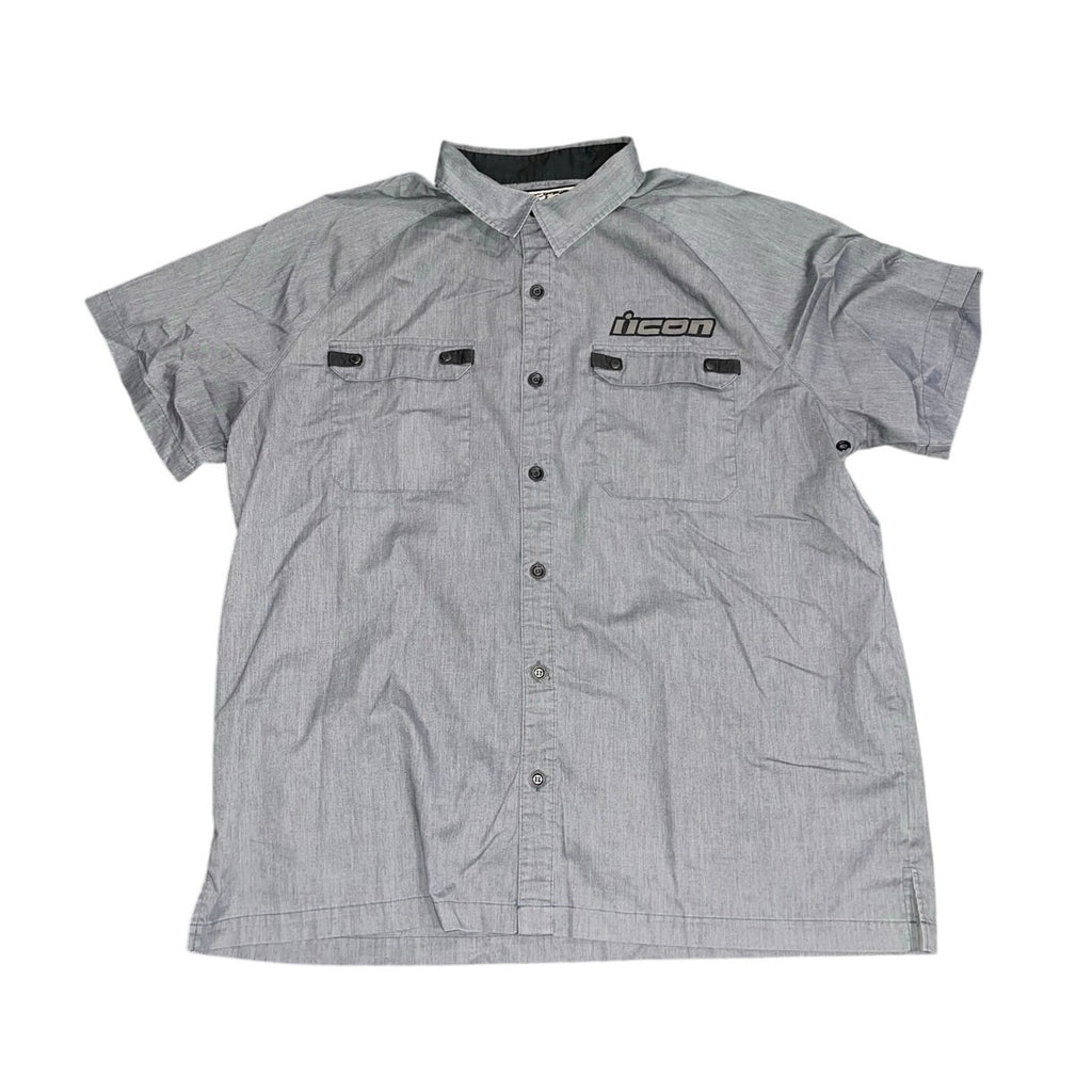 Icon The Scofflaw Mechanic Graphic Mens Short Sleeve Work shirt Gray Size 2XL