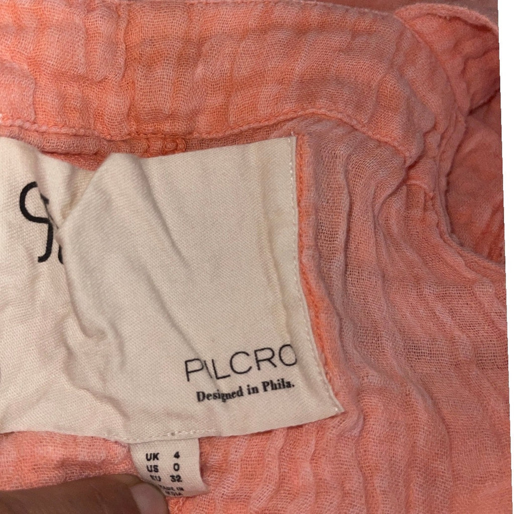 Anthropologie Pilcro Gauze Micro Overalls Peach Shorts Size O Cotton Romper