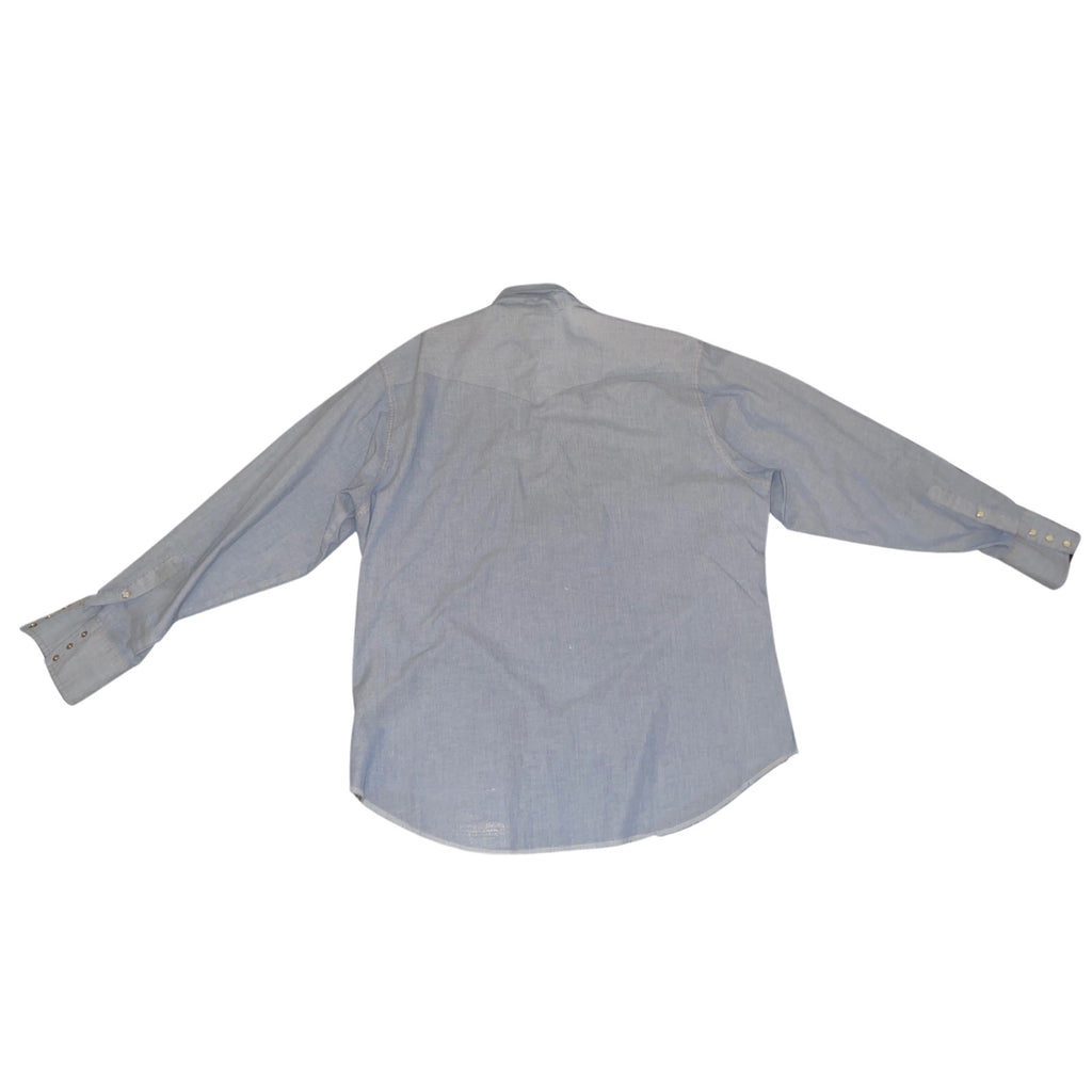 Wrangler Mens cowboy cut work chambray long sleeve western snap shirt extra long