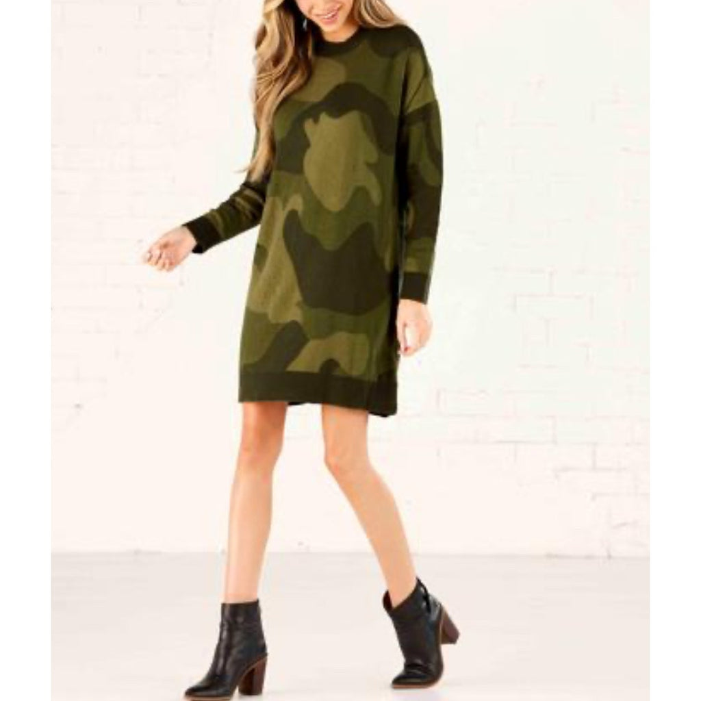 Mud Pie Hathaway Oversized Fit Camouflage Sweater Dress Size Medium