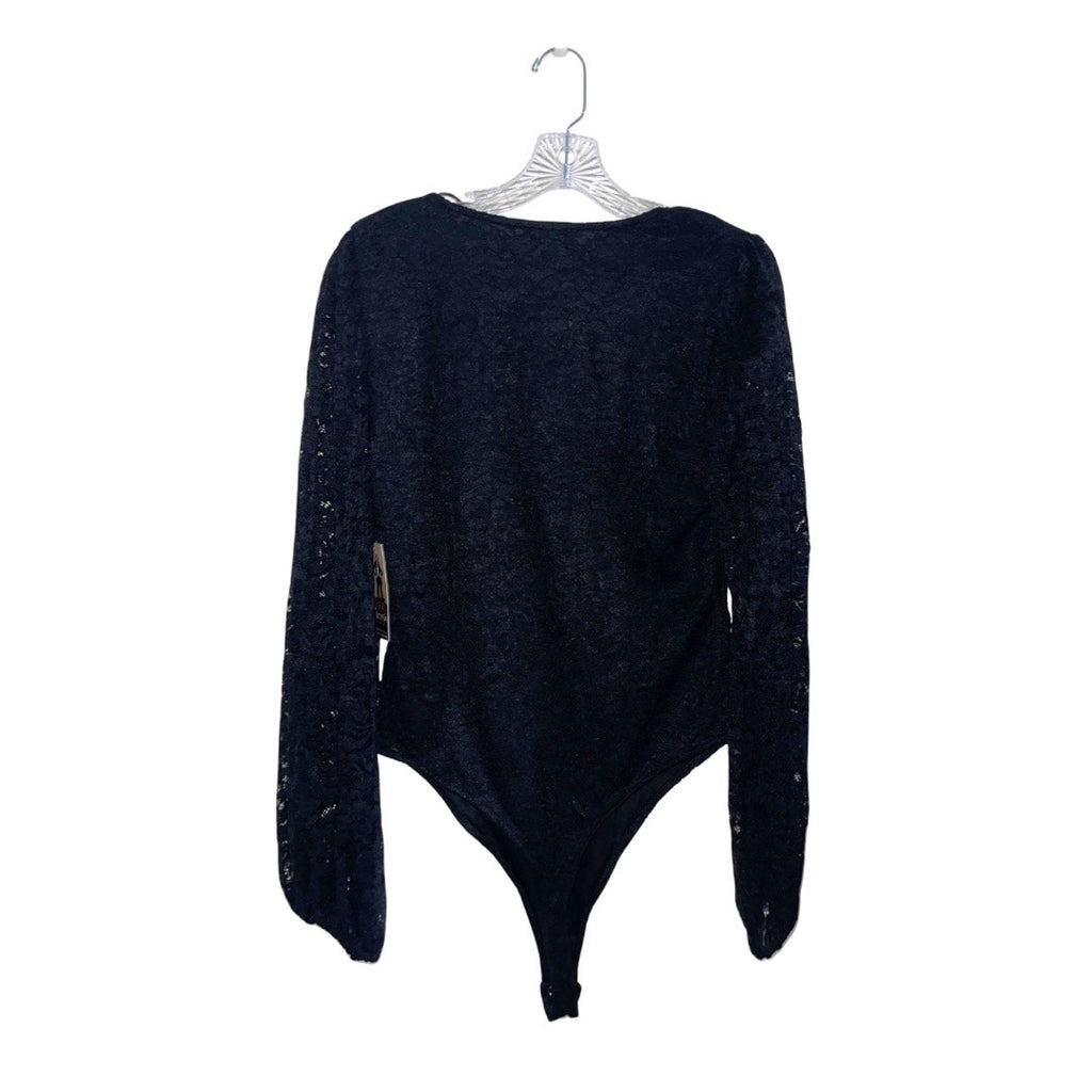 Sofia Jeans By Sofia Vergara Lace Bodysuit Blouson Sleeves SZ Large Whimsy Goth