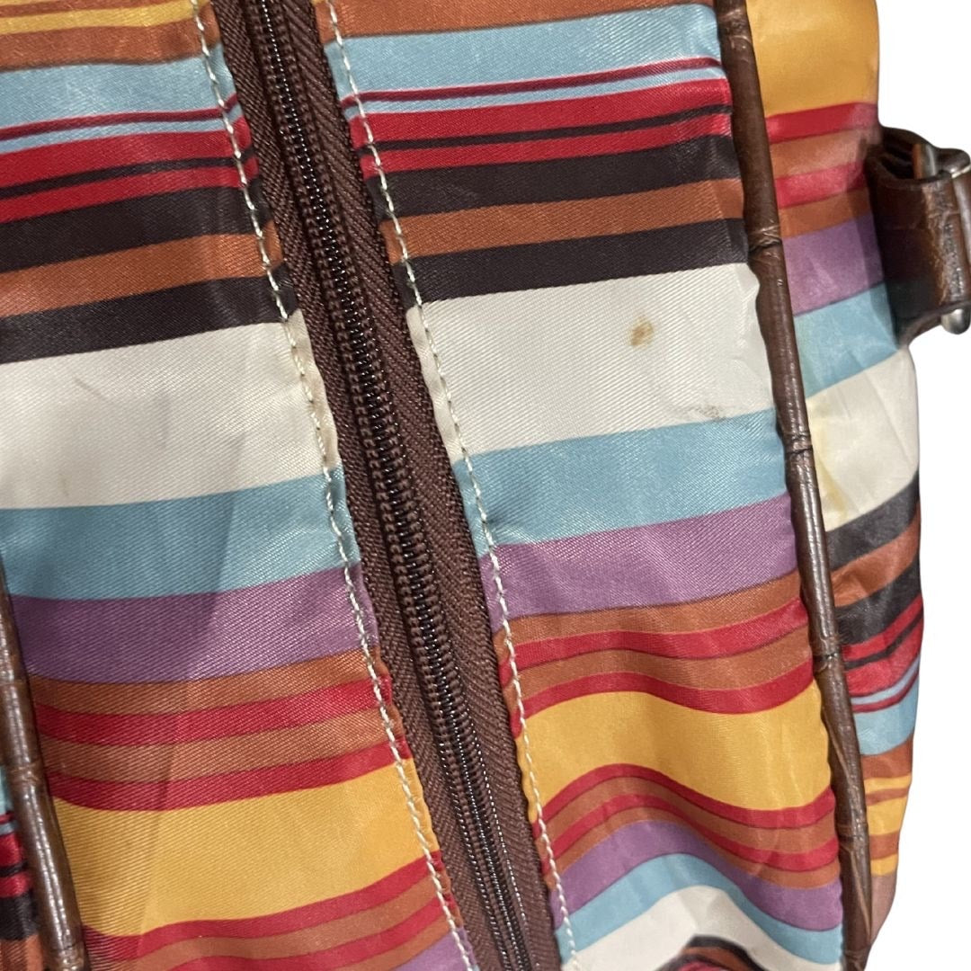 Caribbean Joe Multicolor Striped Duffle Bag Travel Beach Weekender Vacation Bag