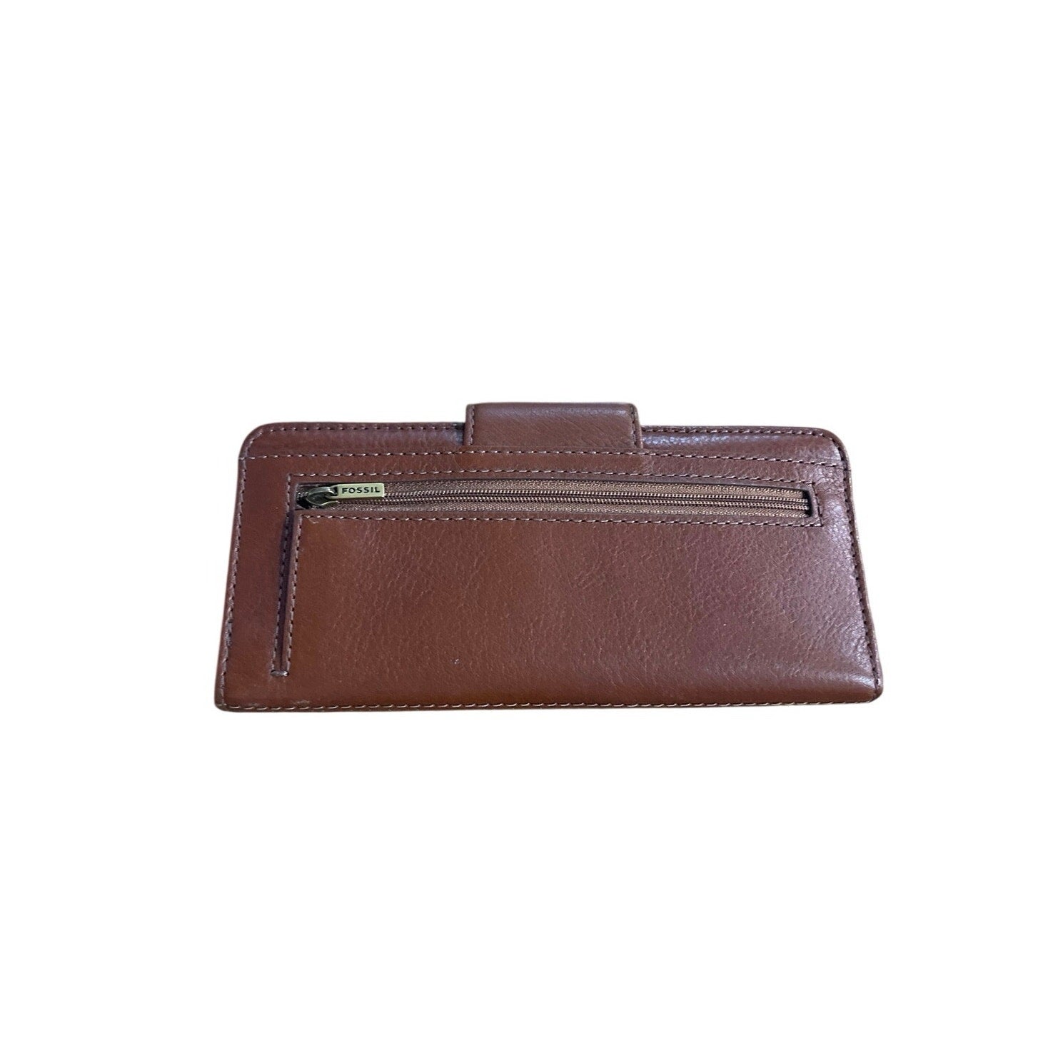 Fossil Madison Clutch Brown Pebbled Leather Slim Bi-Fold Wallet NWT