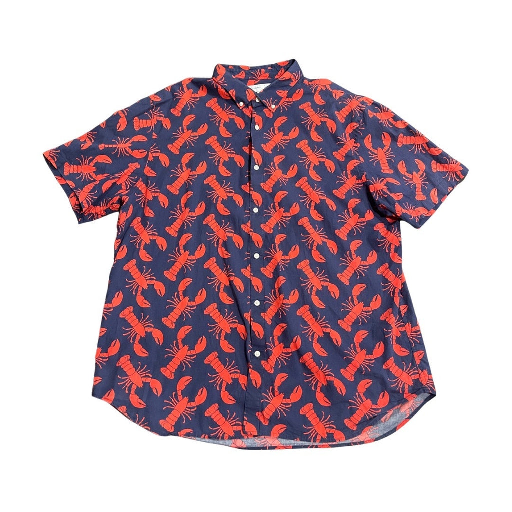 Old Navy Novelty Lobster Short Sleeve Slim Fit Shirt XXL Nautical Beach Vacation