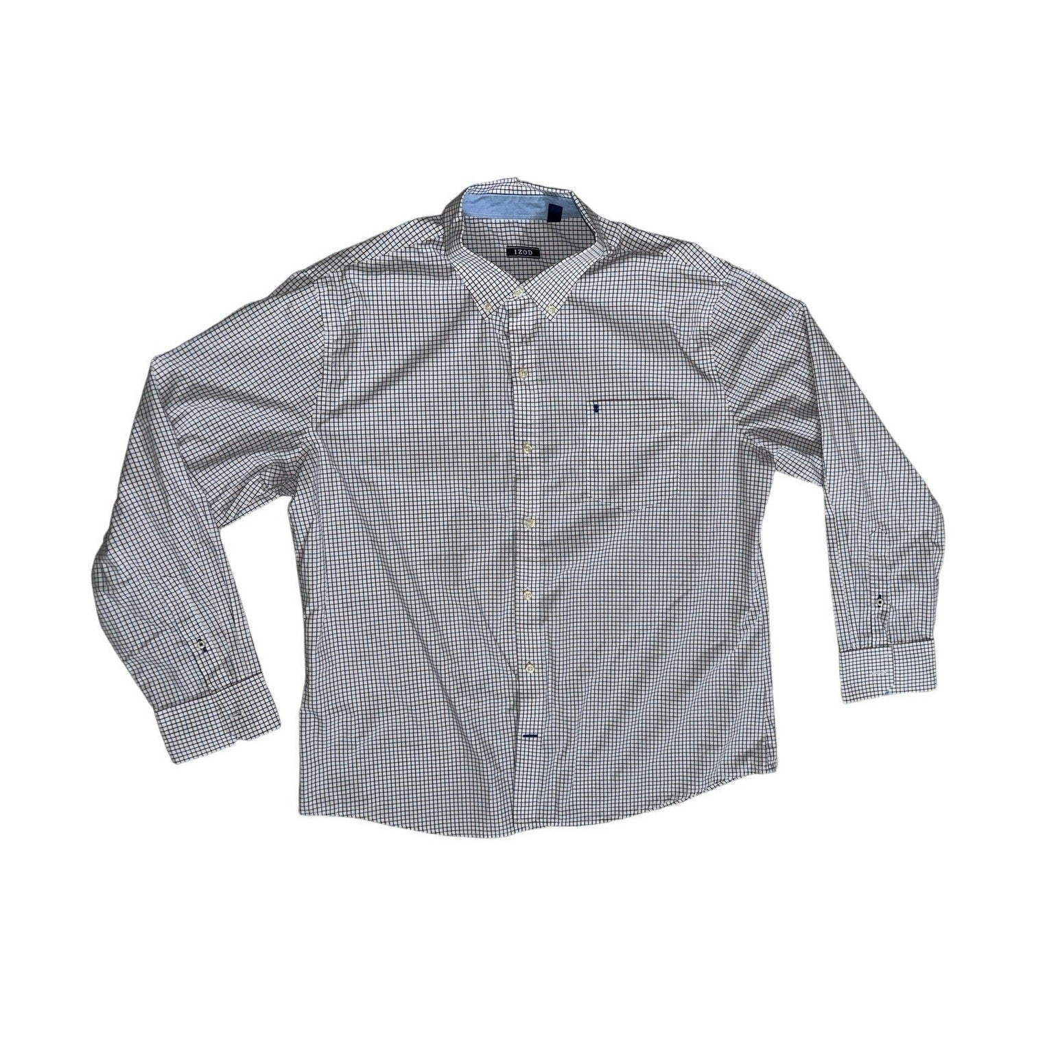 Izod plaid pattern button up collar dress shirt