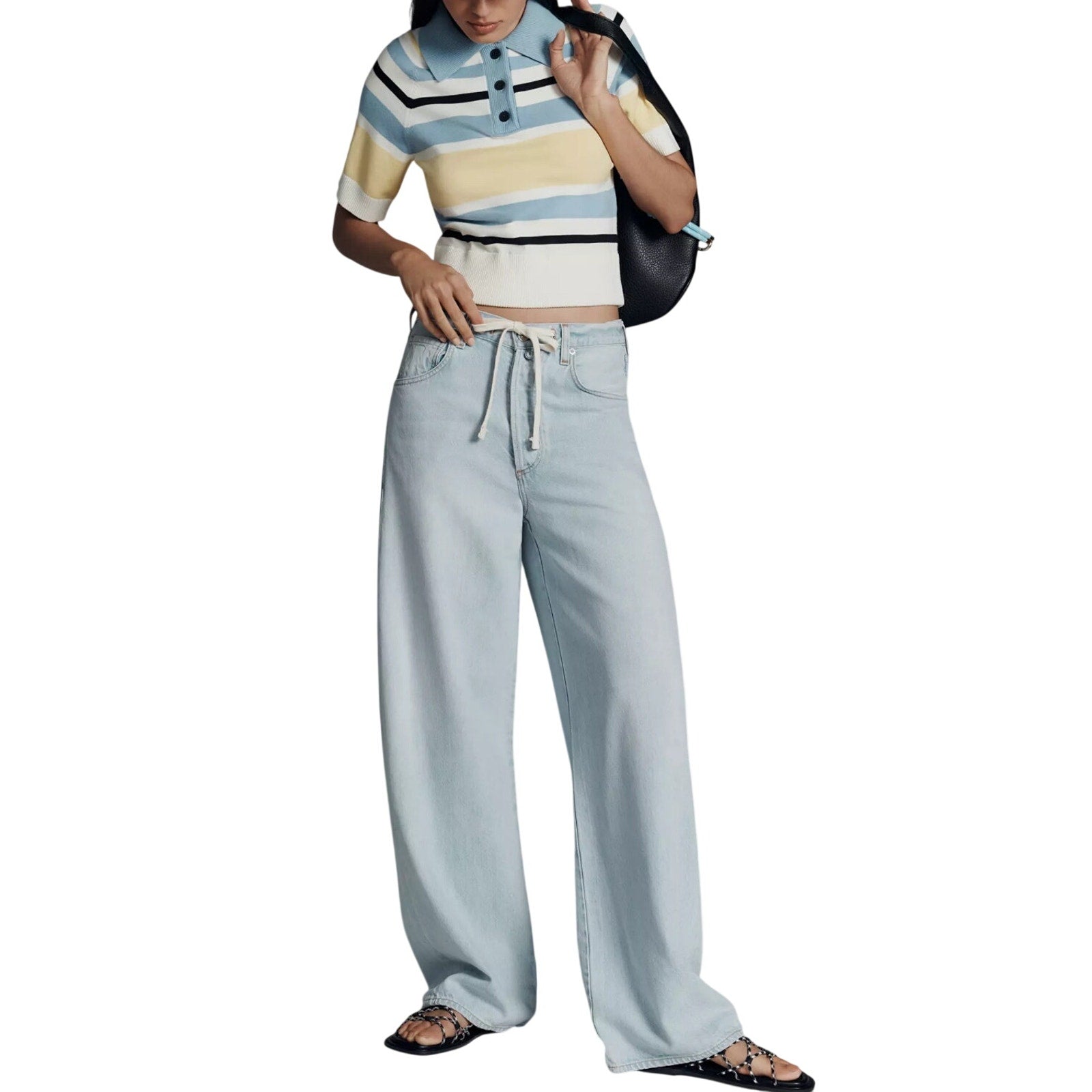 Citizens of Humanity Brynn Drawstring High-Rise Wide Leg Jeans 32 Tie Waist NWT