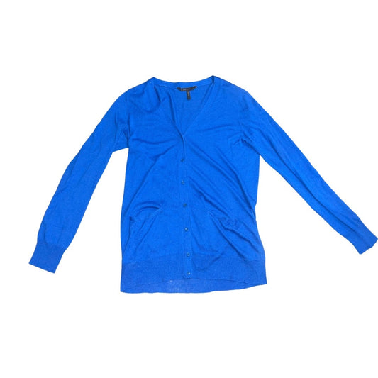 BCBGMAXAZRIA Blue long button cardigan pockets casual minimalist size L