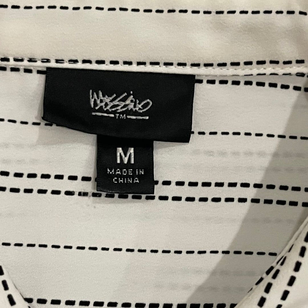 Mossimo Women Long Sleeve Collared Button up Vertical Stitch Stripe Shirt Career