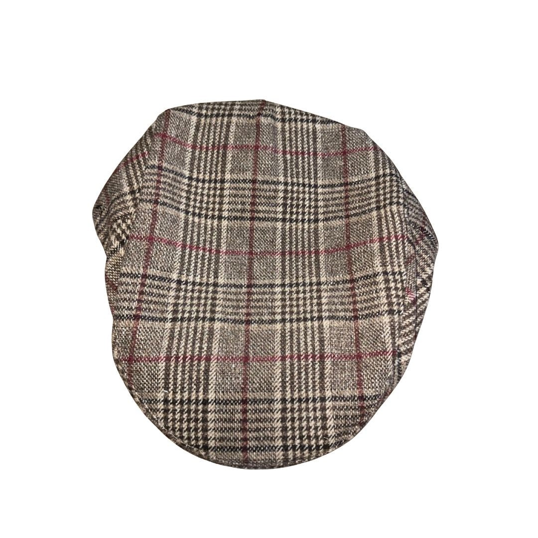 Brixton 20th Anniversary Hooligan Flat Cap Brown Plaid Snap Cap Size Medium NWT